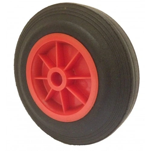 250mm Black Solid Rubber Tyre / Red Polypropylene Centre Wheel 25.4mm Plain Bore 275kg 1 250mm Black Solid Rubber Tyre / Red Polypropylene Centre Wheel 25.4mm Plain Bore 275kg